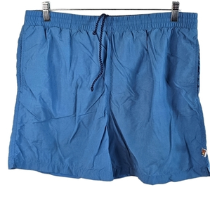 Fresh Water Solid Turquoise Nylon Blue Swim Trunks Shorts L  35" Waist Lined Vtg